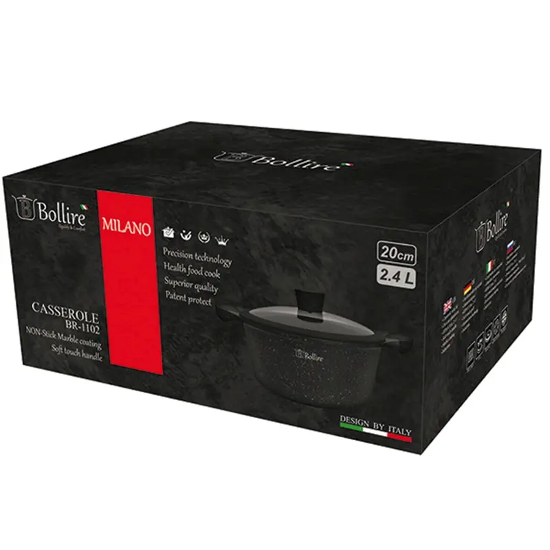 Кастрюля Bollire MILANO 2.4 л 20 см Литой алюминий Технология дна FULL INDUCTION BOTTOM Подходит для