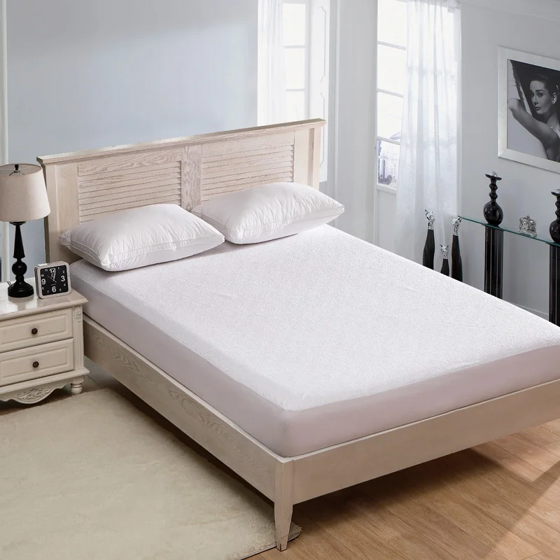 

Terry Waterproof Mattress Cover Anti-mite Breathable Hypoallergenic Bed Protection Pad Mattress Protector 1 PC