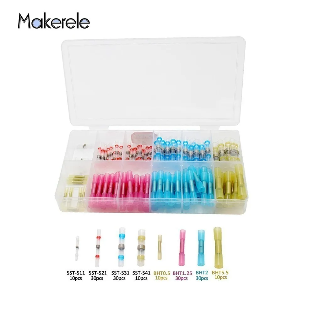 

Heat Shrink Solder Sleeves Butt Connectors 160pcs/Box GP-H006 Waterproof Wire Crimp Connectors Terminator Electrical Conector