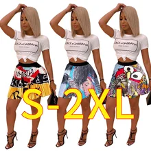 Мультфильм Gedrukt gepluide плюс размер Rok Boven De Knie мини Harajuku Hoge задний режим уличная мода Muziek фестиваль Kleding