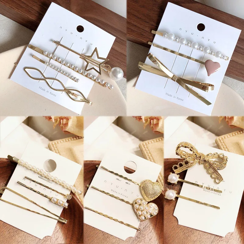 

Sale Exquesite Crystal Unique Women Hair Clips Flower Star Pearl Gold Hairwear Girls Bowknot Hairpins Wedding