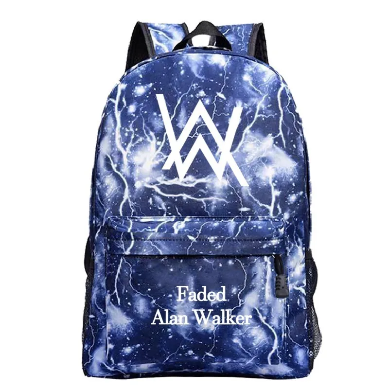 

Famous Singer Alan Walker 2 Travel Backpack Women Men Sac A Dos Zipper Mochila Travel Laptop Softback Casual Bag Schoolbag