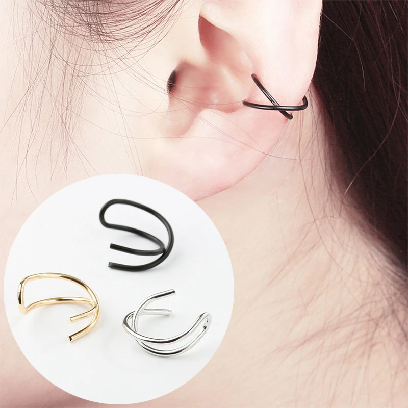 

Hot 1Pair Personality Wrap Simple Ear Studs Women Clip No Piercing Fashion Cartilage Ear Clip Ring Body Piercings