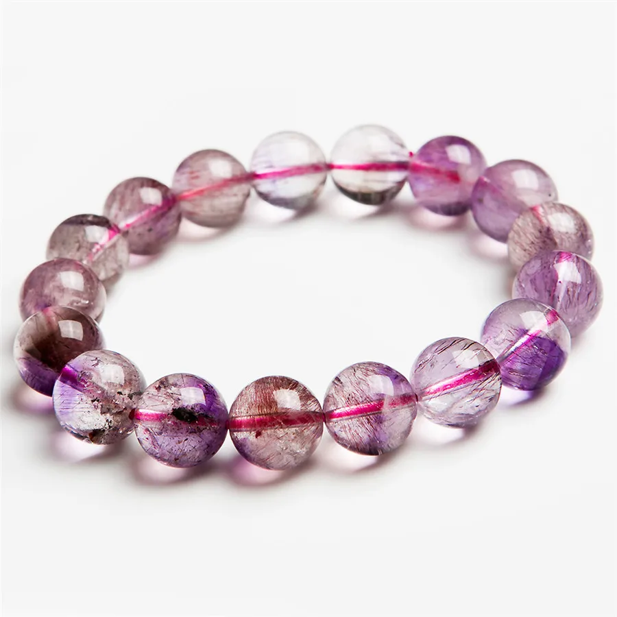 

Genuine Natural Colorful Rutilated Quartz Bracelet Super Seven 7 Melody Stone Crystal Round Bead Bracelet 10mm Dorp shipping