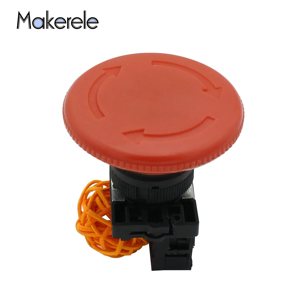 

60mm NC N/C Big Head Red Mushroom Emergency Stop Push Button Switch 600V 10A 1 PC Free Shipping