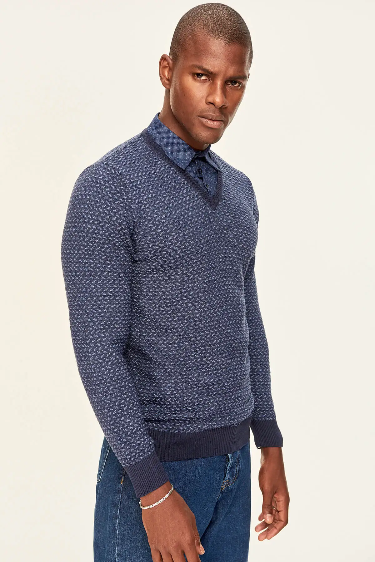 

Trendyol Navy Men's Sweaters - Collar Sweater TMNAW19IY0031