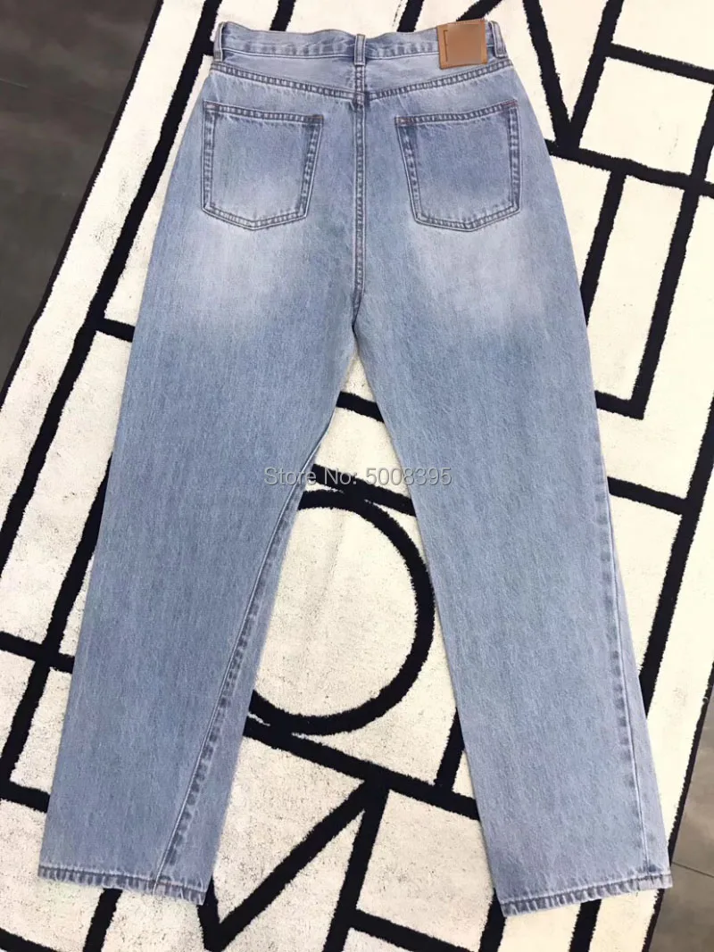Прямые джинсовые светло-голубые потертые джинсы с витым швом, укороченные брюки, женские модные брюки хорошего качества