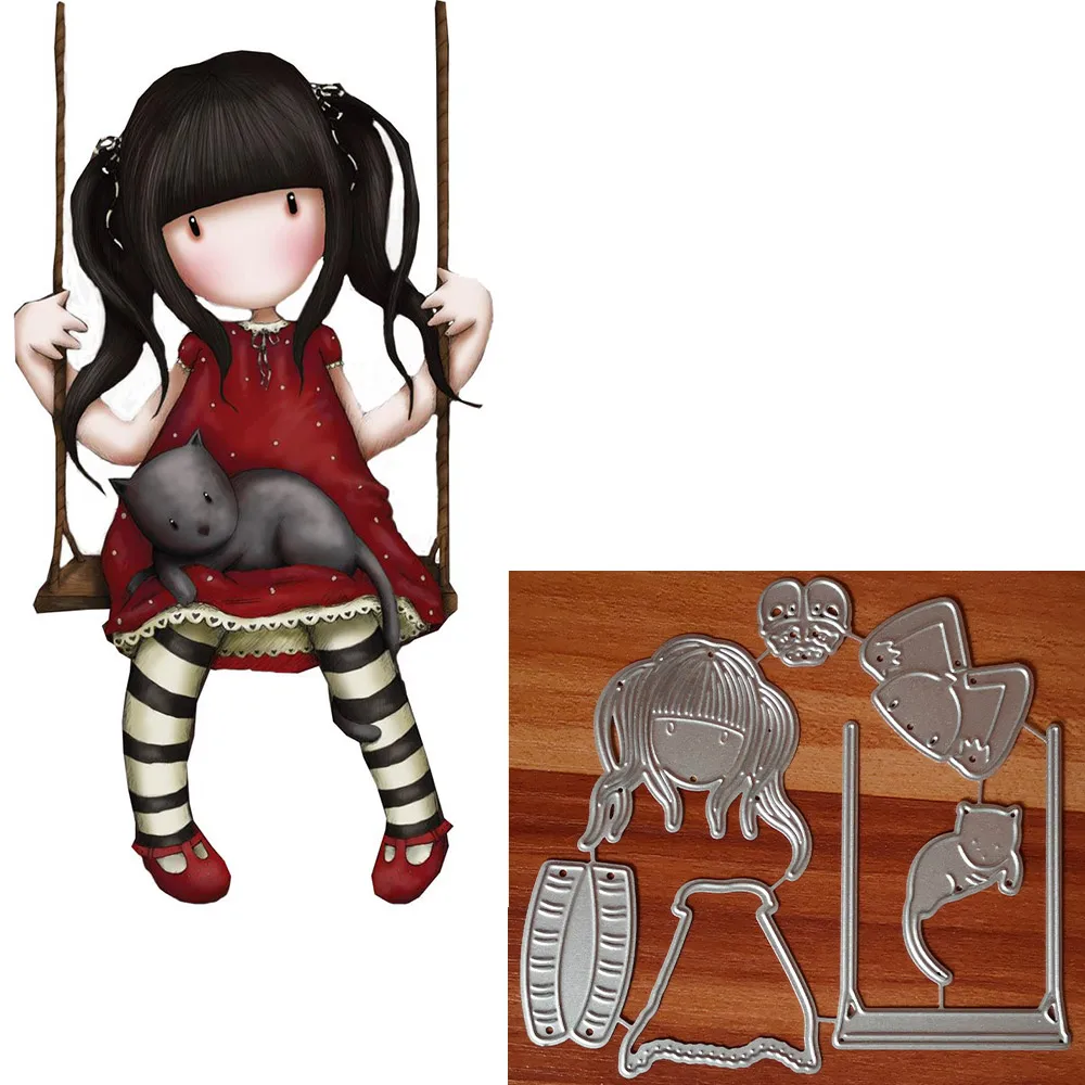

Swing doll Girl Metal Cutting Dies 2019 Scrapbooking Craft Dies Cut Stamps Embossing Stencils Invitation Card Making