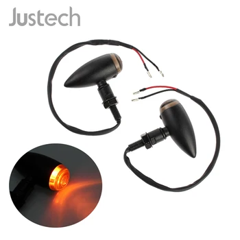 

Justech 2Pcs Black Motorcycle Bullet Metal Turn Signals Indicator Light for Harley Curiser Turn Signal Indicator Light Lamp