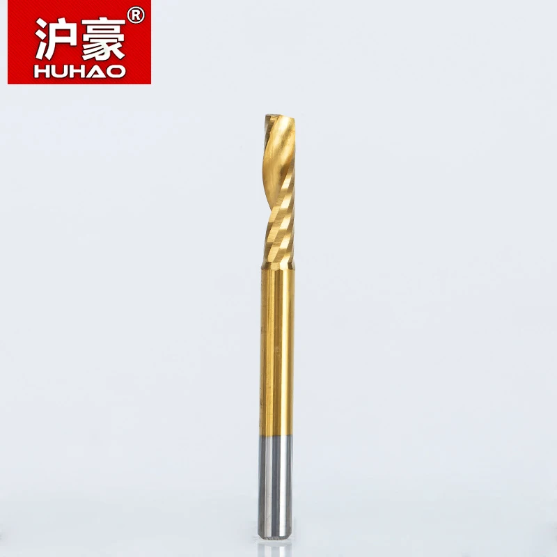 HUHAO 1 шт. 3 175 мм жестяное покрытие Одиночная флейта спиральная фреза CNC Концевая