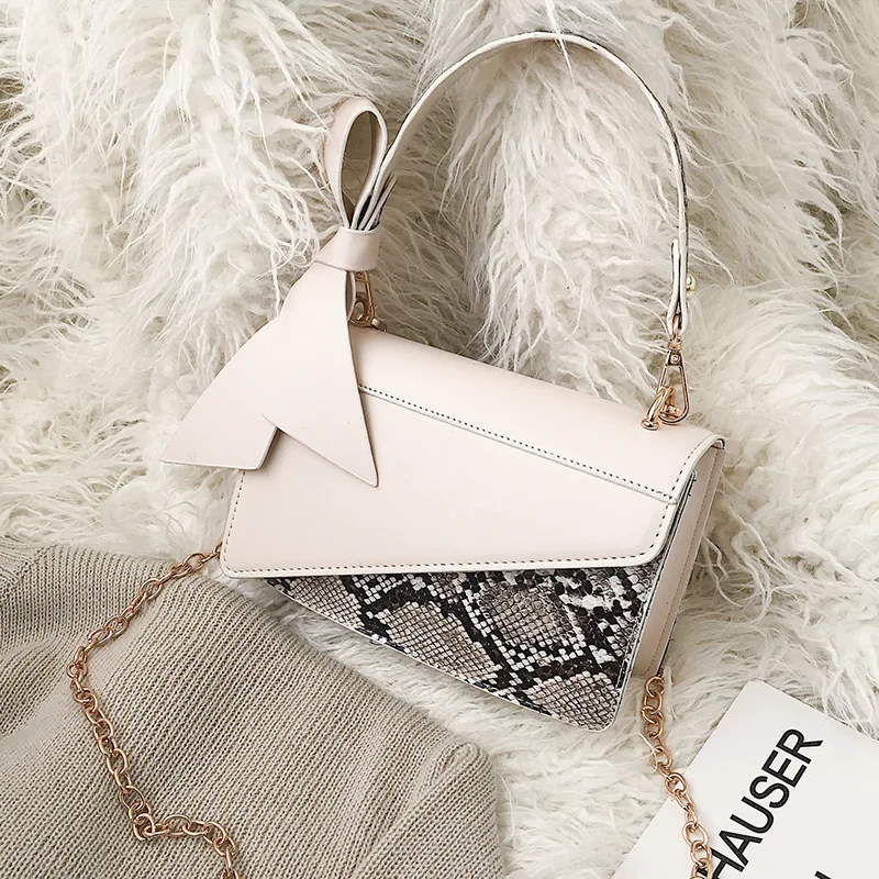 Female Crocodile Pattern Crossbody Bag For Women 2019 PU Leather Luxury Handbag Designer Ladies Chain Bow Shoulder Messenger | Багаж и