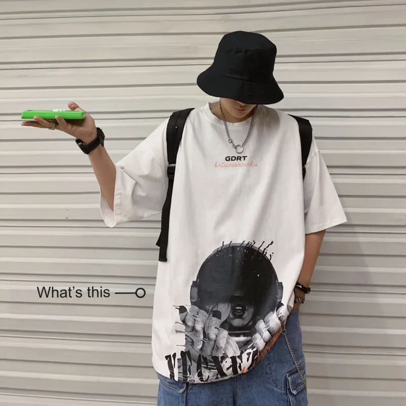 

2019 Spring And Summer Models Chinese Style Loose Cotton Super Fire Campus Students Youth Printing Casual Couple T-shirt