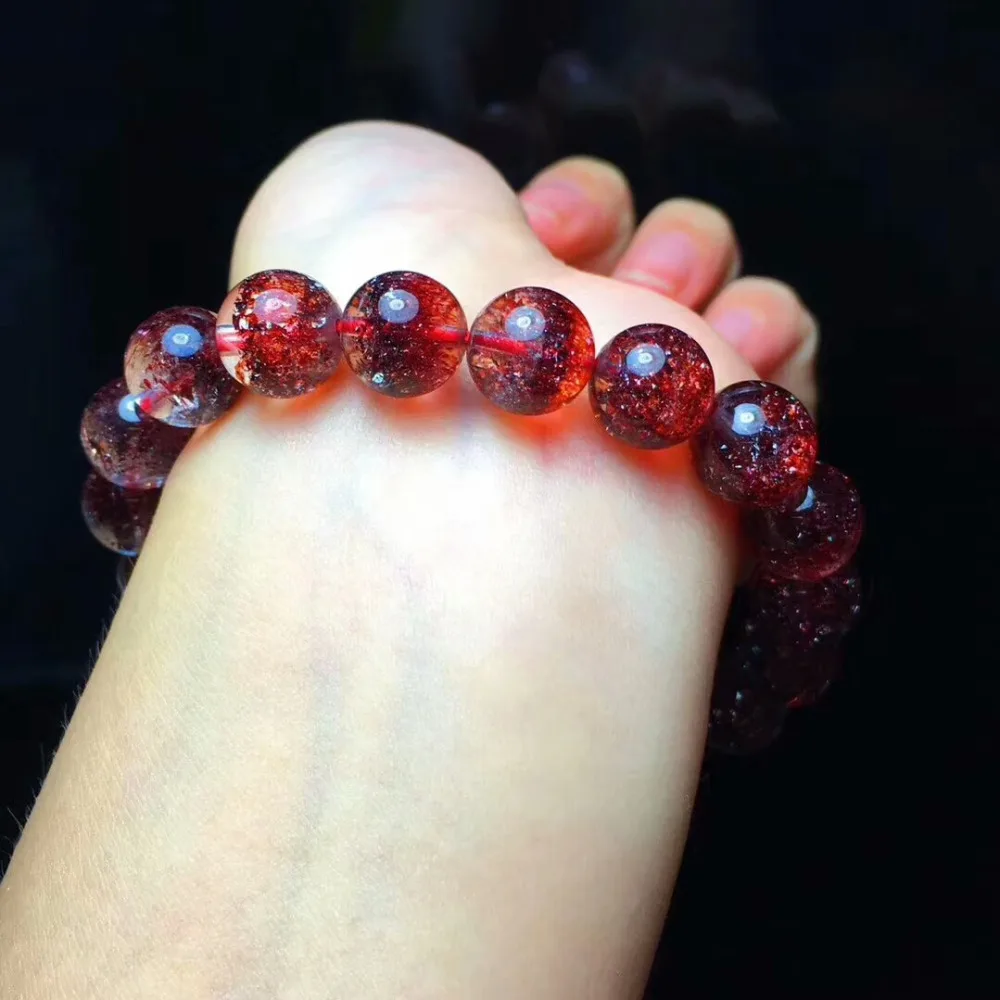 

9mm Genuine Natural Lepidocrocite Quartz Blood Super Seven Rectangle Round Beads Stretch Crystal Bracelets Aaaaaa