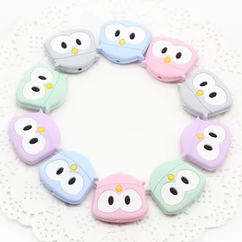 

5PCs Cartoon Cute Mini Owl Silicon Beads Baby Safety Food Grade Silicone Teether DIY Pacifier Clips Chain Essential Accessories