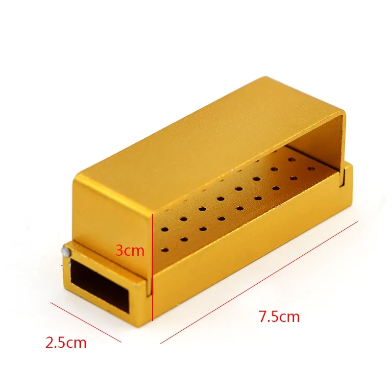 30 шт. Стоматологические алмазные боры сверла Золотой дезинфекционный блок стоматолога отбеливание зубов высокоскоростные наконечники Инструменты держатель алюминиевый ящик