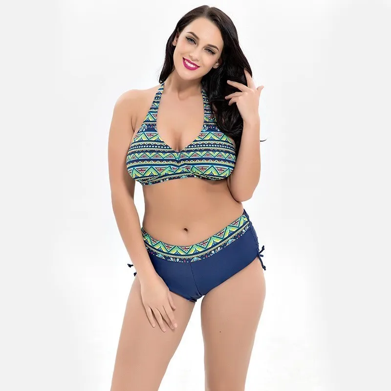 

4XL-8XL Plus Size Bikini Set Women's Swimwear Strap Floral Swimsuit Female Big Chest Biquini Maillot De Bain Women Bathing Suit