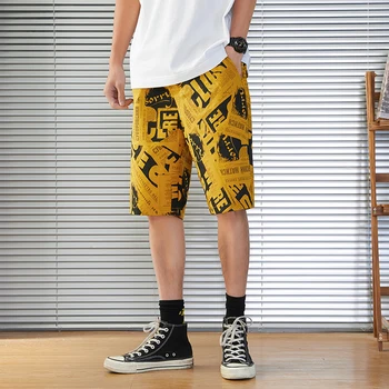 

2019 Summer New Korean Casual Couple Men's Cotton Loose Thin Graffiti Shorts Store Manager Recommended Another Matching Jacket