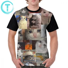 Футболка с котом, футболка с надписью «Плачущий Кот», Мужская футболка из 100 полиэстера с графическим рисунком, Потрясающая Летняя футболка с коротким рукавом и большим графическим рисунком