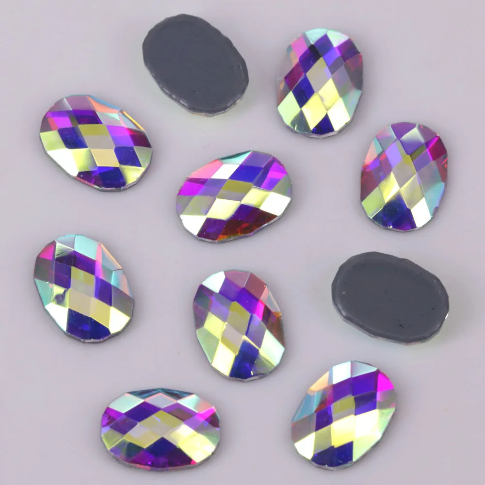 

Lead Free Crystal AB Oval Chessboard Iron on Crystal Stones Flat Back Hotfix Rhinestones Clothing Accessory rhinestone stickers