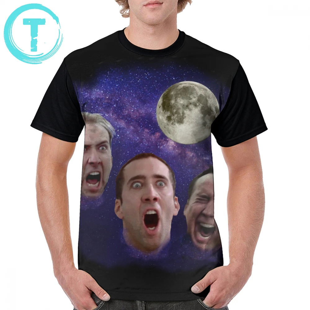 

Nicolas Cage T Shirt Three Cage Moon T-Shirt Cute Man Graphic Tee Shirt Basic Printed Short-Sleeve 4xl 100 Polyester Tshirt