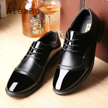 

AlexBu Man Shoes Leather Casual Man Oxford For Flat Shoe Spring Fashiom Lace Up Office Dress Shoes Black Comfortable Classic
