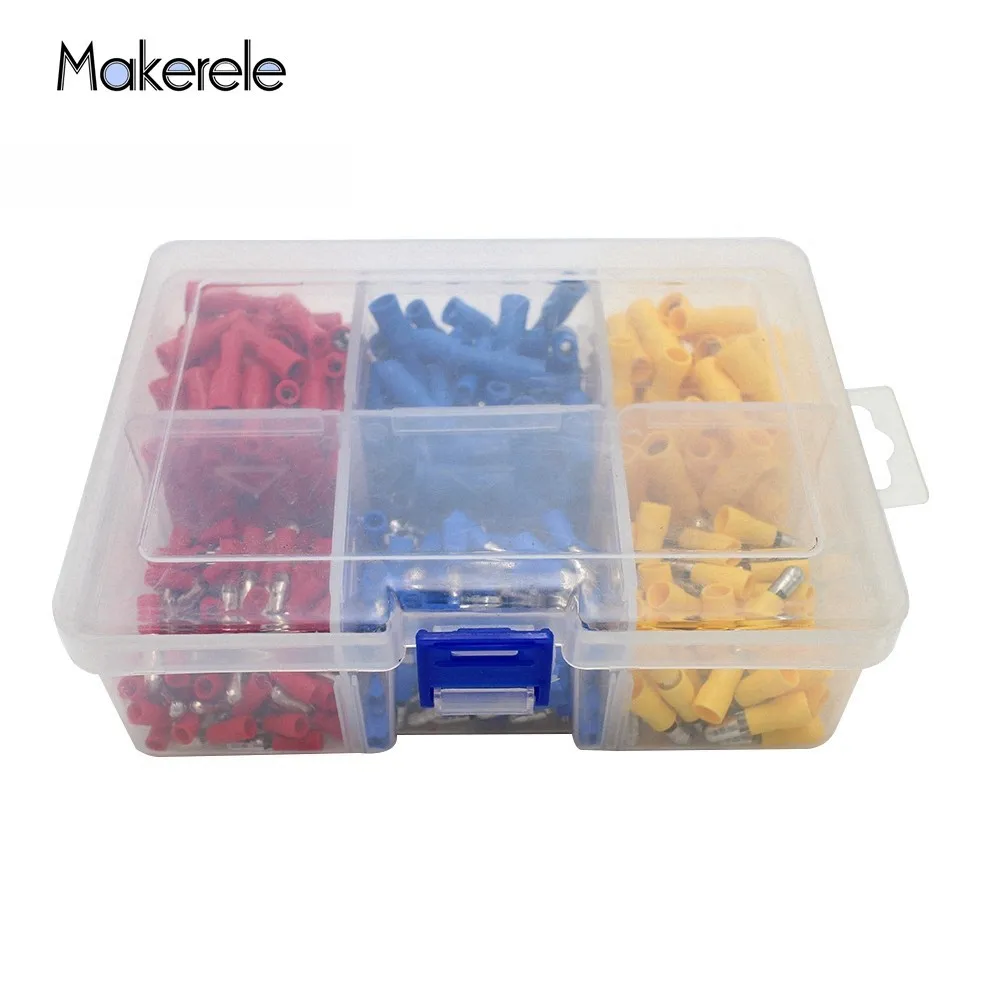 

420 Pcs/Box Mixed Bullet Butt Female & Male 3 Color Wire Terminals Electrical Insulated Electric Connector Crimp Bullet Terminal