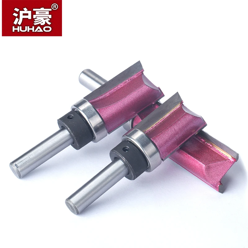 HUHAO 1pc Bearing Flush Trim Router Bit For Wood 8mm Shank Straight Bit Tungsten Woodworking Milling Trimming CNC Cutter Tool