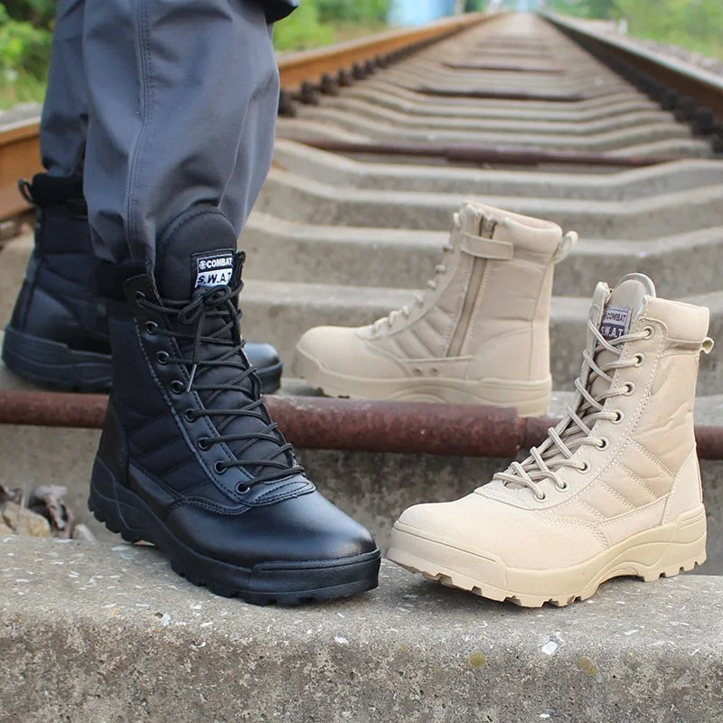 

Men women outdoor high combat training tactical boots spring autumn climbing hiking lacing non-slip military shoes desert boot