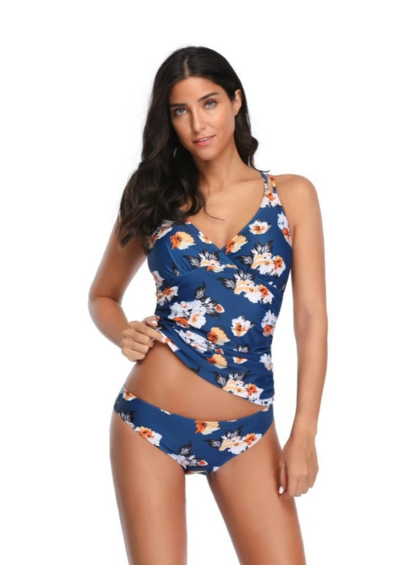 

Floral Swimwear Women Two Pieces 2019 Bikinis Mujer Tankini Swimsuits With Short Bathing Swim Suit Thong Bikini Set Biquini