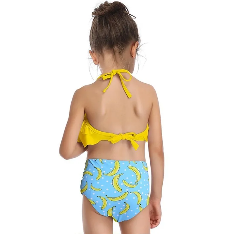 2-8 Years Doubles Ruffles Swimwear Kids Girls Swimsuit Two Pieces Hot Sale Children Bikini Set Princess Beach Wear Dress