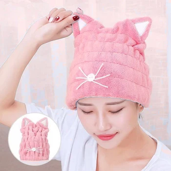 

Microfiber Hair Turban Shower Cap Quickly Dry Hair Shower Hat Wrapped Towel Bathing Hair Caps Bathroom Eco Friendly Products