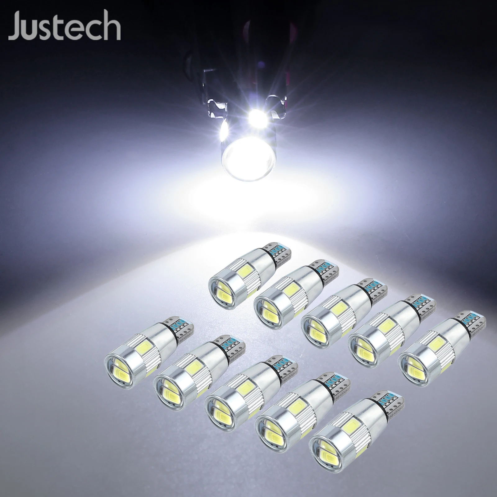 Justech 10x T10 6 SMD 5630 чип светодиодный W5W Canbus парковочный светильник белый 6 SMD 5630 светодиодный, супер яркий