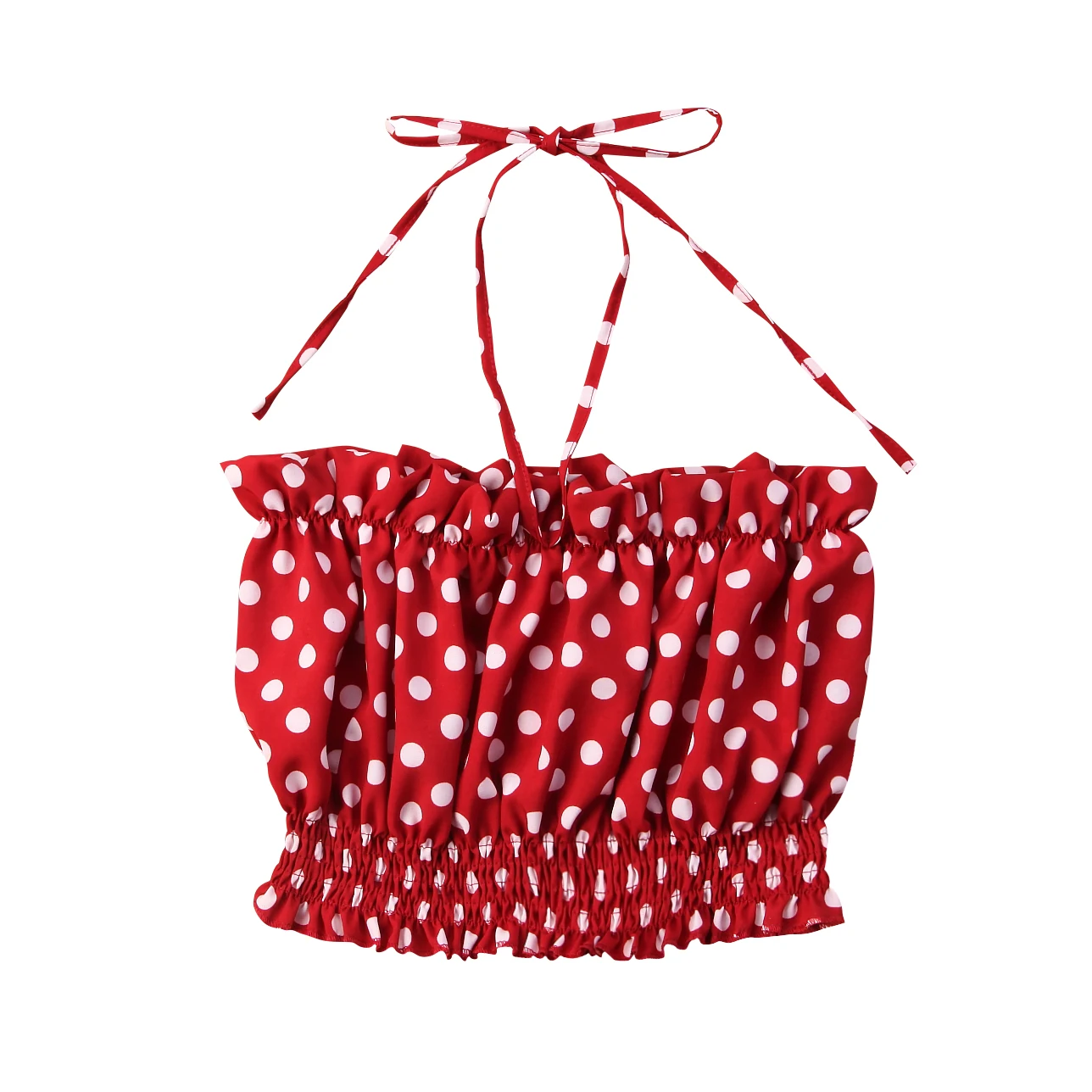 

Summer Crop Top Women Casual Ruffles Polka Dot Tube Crop Tops Bralette Bustier Off Shoulder Shirt Vest Shirt