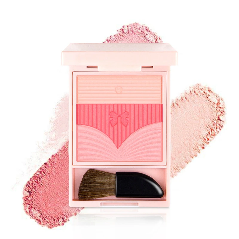 

Pink Lovers Tri-color Blush Enhance Color Rouge With Horsehair Brush Makeup
