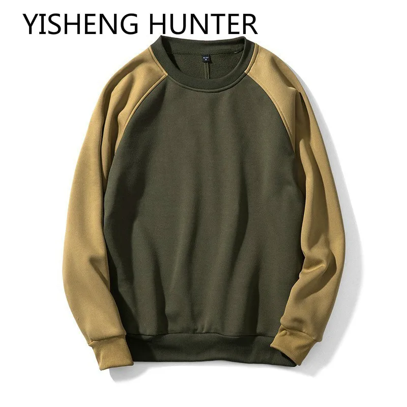 

2019 NEW Street wear splicing raglan sleeve sweatshirt men Loose style casual men sweatshirt Warm fleece mens hoodies
