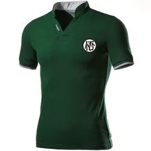 Мужские летние поло из чистого хлопка с коротким рукавом, модные повседневные спортивные мужские с принтом, удобные футболки с v-образным вырезом