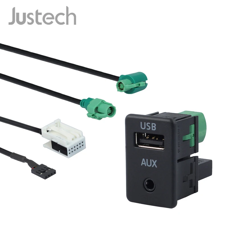 Justech USB Aux переключатель + провод кабель адаптер для BMW 3 5 серии E87 E90 E91 E92 X5 X6 AC516 мм