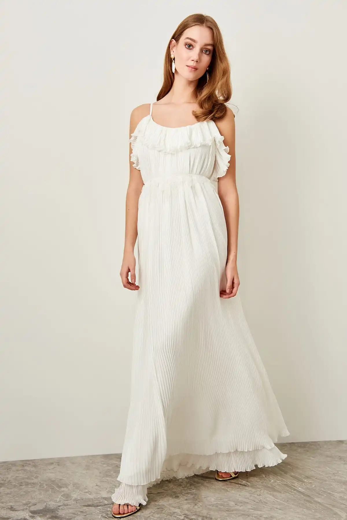 Trendyol Расширенный белый пояс вечернее платье TPRSS19FZ0091|Вечерние платья| |