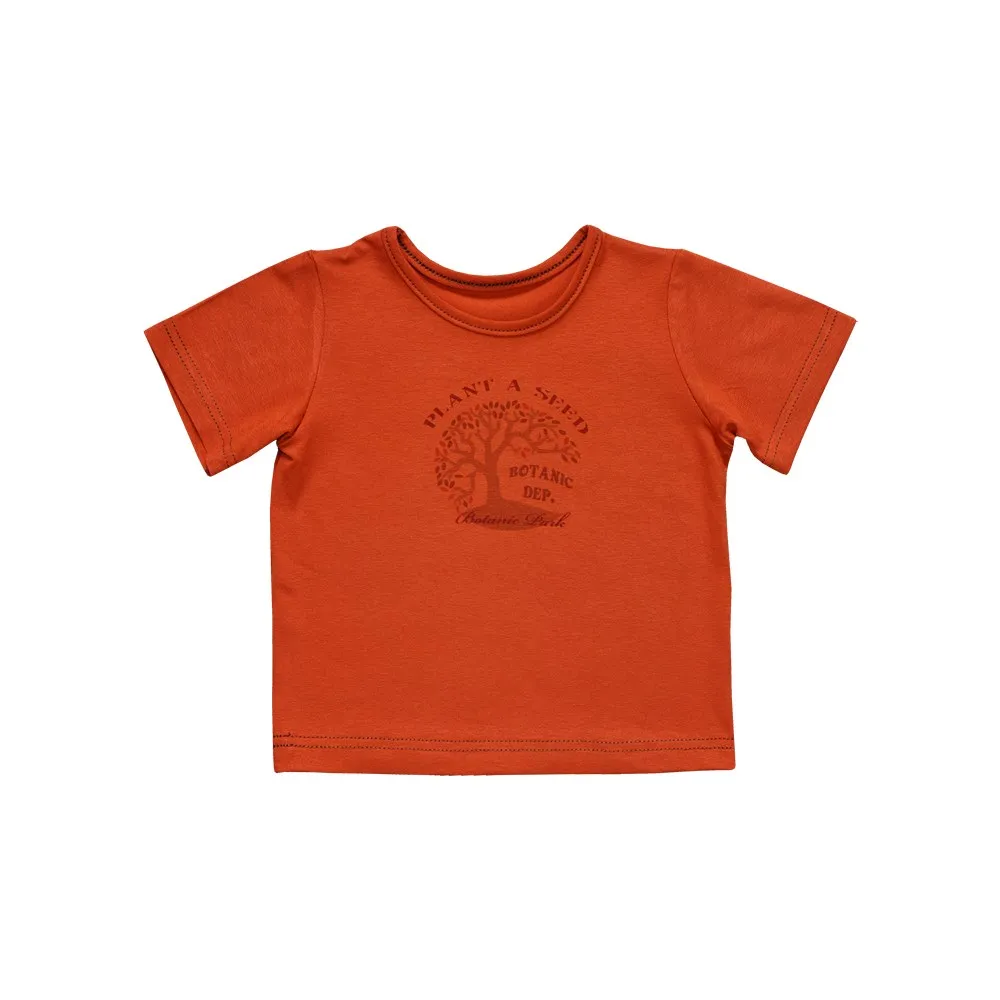 Little People Shirt T-shirt terracotta with print M kids clothes children clothing Little People Shirt T-shirt terracotta with print M kids clothes children clothing