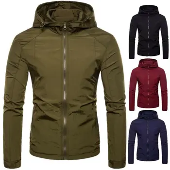 

2019 new men's top zipper jacket coat fit in winter and autumn casual thin hooded sports large