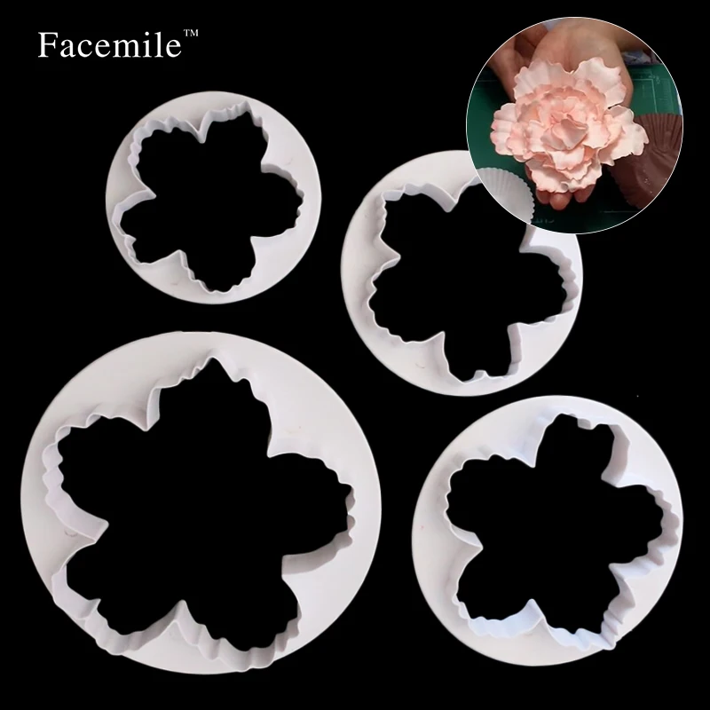 

4Pcs/Set Peony Flower Petal Shape Cutter Fondant Cake Sugar Paste Icing Cutting Tool Baking Accessories