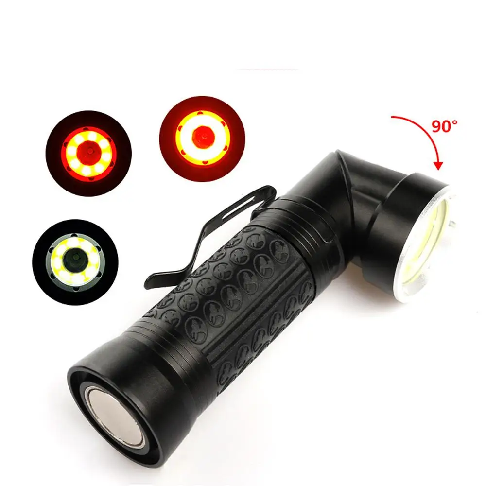 

LED portable aluminum alloy multifunction 90 degree adjustable with magnet waterproof warning light outdoor charge torch 18650
