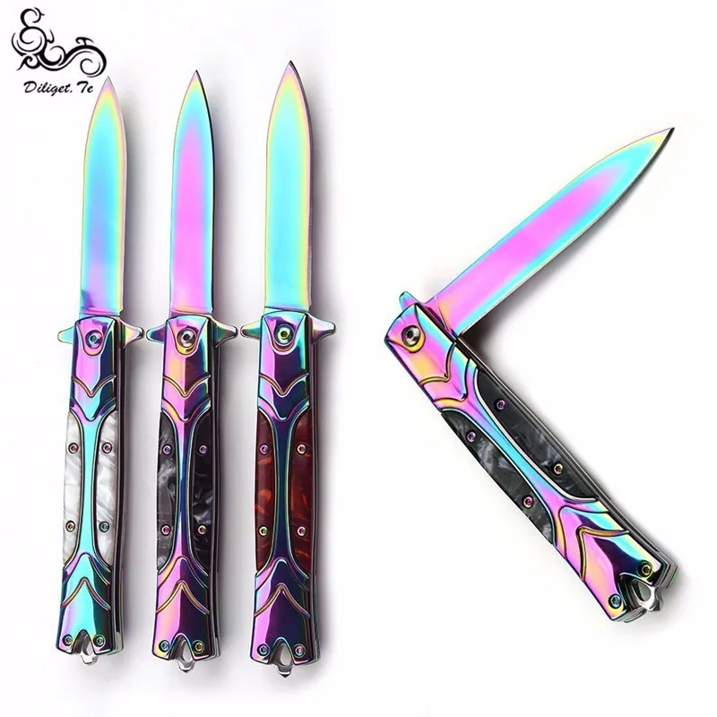 

Diliget.Te Mirror Rescue Portable FoldingFood Fruit Mini Knives Survival Militar Blade Knife Hunting Military Pocket Camp Tool
