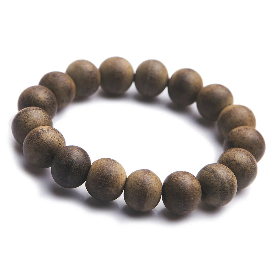 

Wooden Bracelet 12mm Natural Fragrant Agilawood Aloeswood Men Anniversary Gift Prayer Round Wood Beads Charms Stretch Bracelet