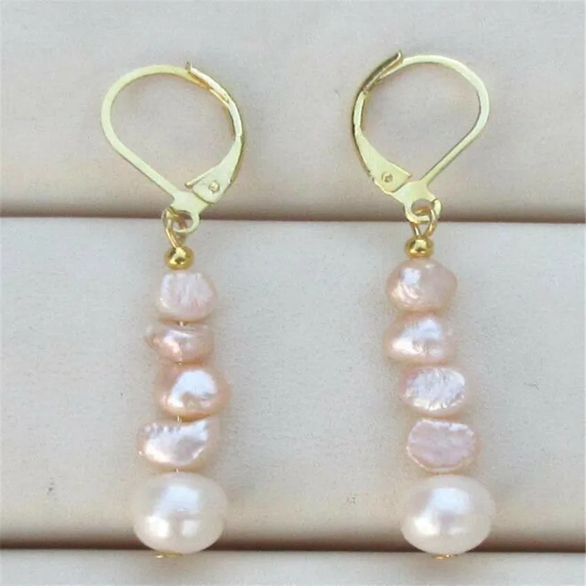 

White Baroque Pearl Long Earrings Gold Ear Dangle Hook Beads Charming Earbob AAA Classic Elegant Teardrop Cultured
