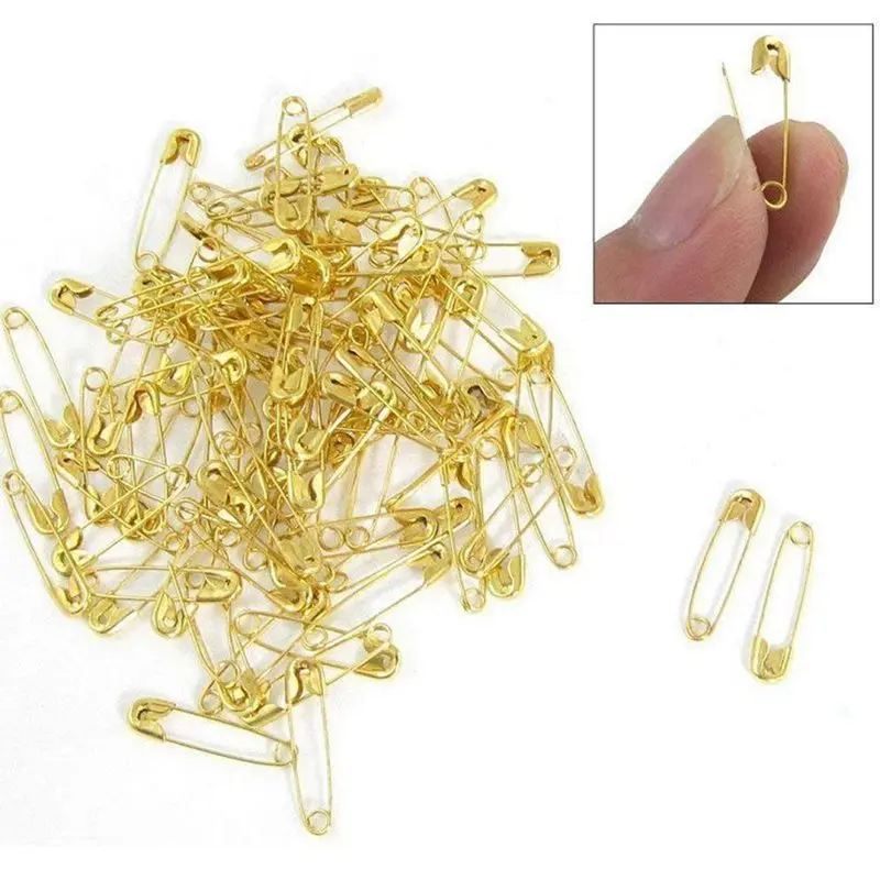 

100x Small Tiny Gold Metal Steel Mini Pins 1.9Cm