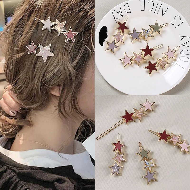 

Fashion 1pc Women Cute Acetate Star Alloy Hair Clip Headwear Hair Ornament Crystal Hairpin Barrette Hairgrips Hair Accessories