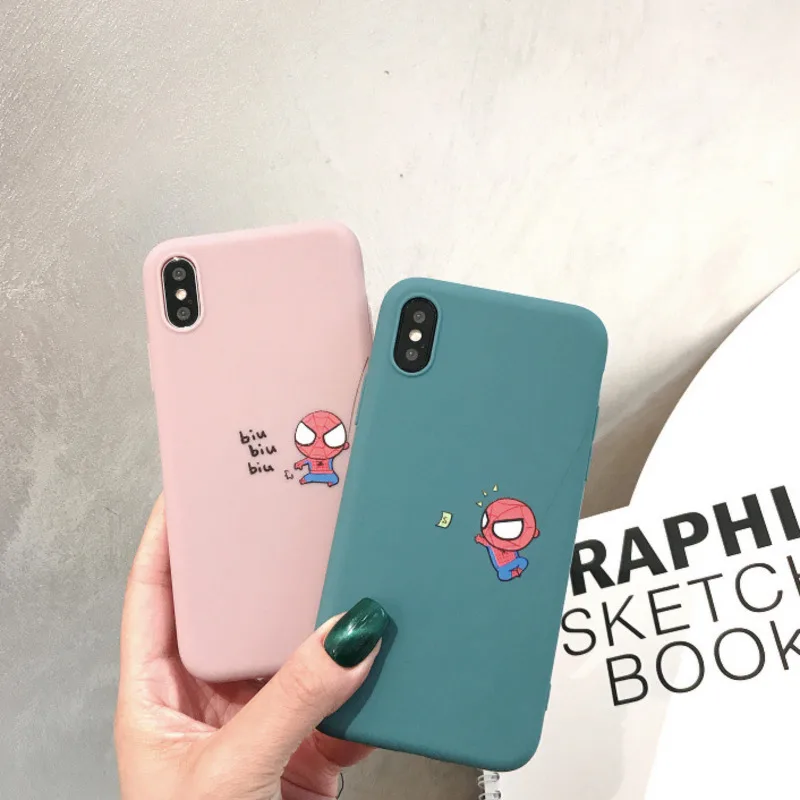 

Cartoon Cute Spider-Man Mobile Shell for iPhone 6 7 8 Drop-proof iPhoneX XS XR Max/iPhone 6S 7 8 Plus Case Mobile Shell