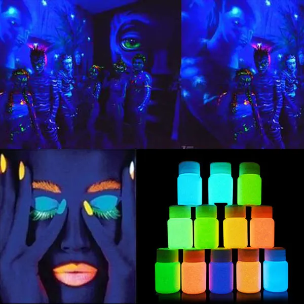 

1pcs 20ml 12 colours Body Art Paint Neon Fluorescent Party Festival Halloween Cosplay Makeup Kids Face Paint UV Glow Painting NS