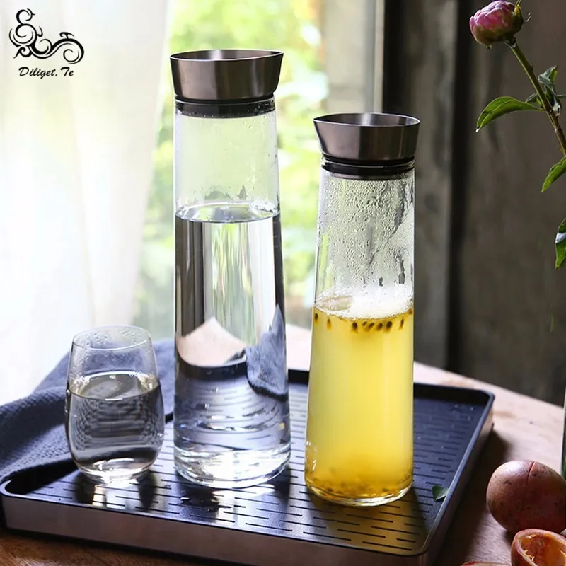 

Diliget.Te Glass Water Bottles De Agua 304#Stainless Steel Stopper High Temperature Proof And Explosion Proof Kitchen Tableware